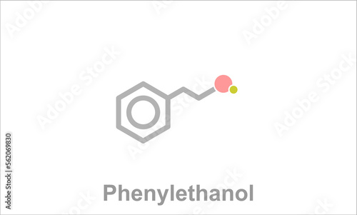 Simplified formula icon of phenylethanol.