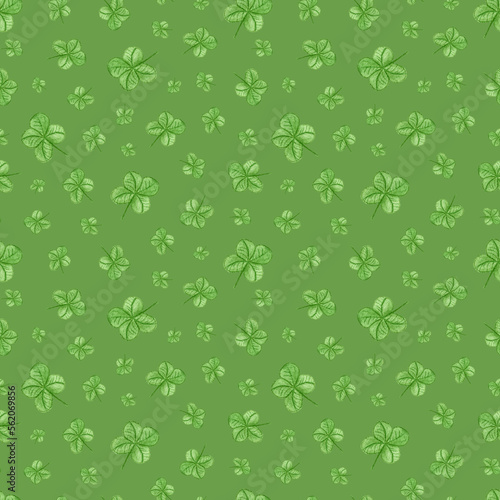 Watercolor seamless pattern with Clover for St. Patrick s Day. Background for cards and banners.