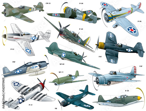 Canvas Print 13 Single propeller monoplane air fighters of America collection