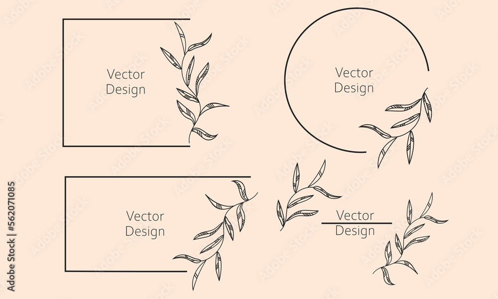 Set of leaves simple frame vector