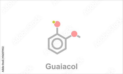 Simplified formula icon of guaiacol. photo