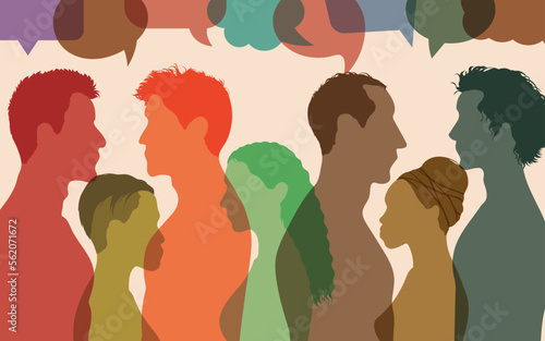 Communication between people. Crowd talking. Speech bubble.