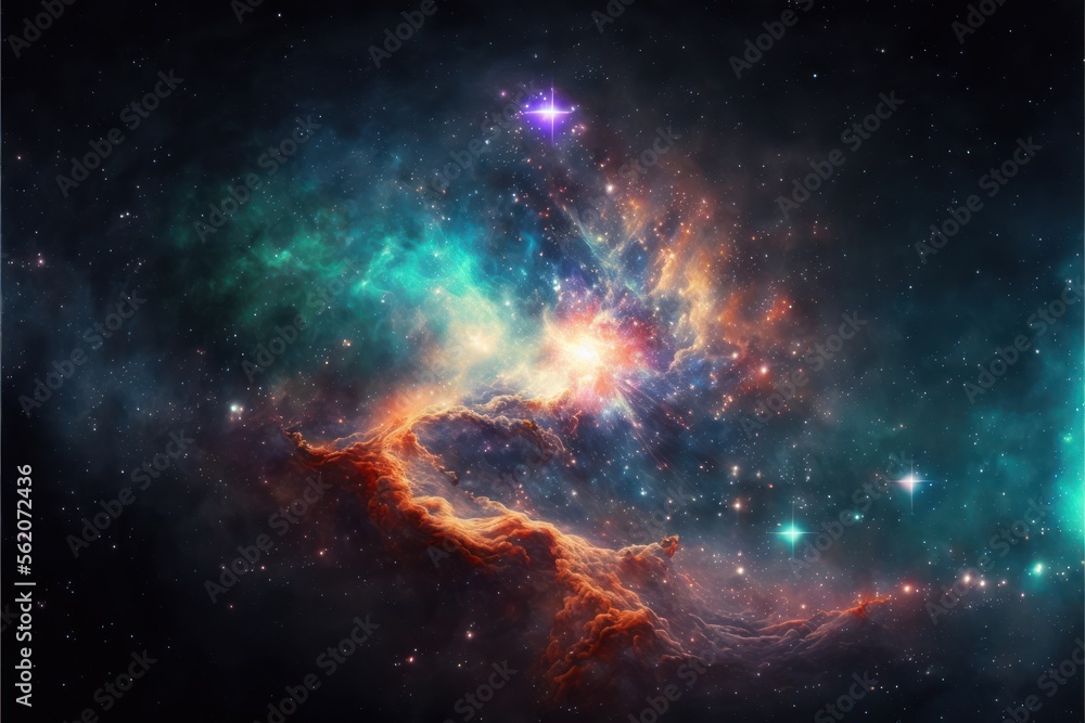 Starry Space Nebula, Stars, Space Background, Concept Art, Digital Illustration, Generative AI Starry Space Nebula, Stars, Space Background, Concept Art, Digital Illustration, Generative AI