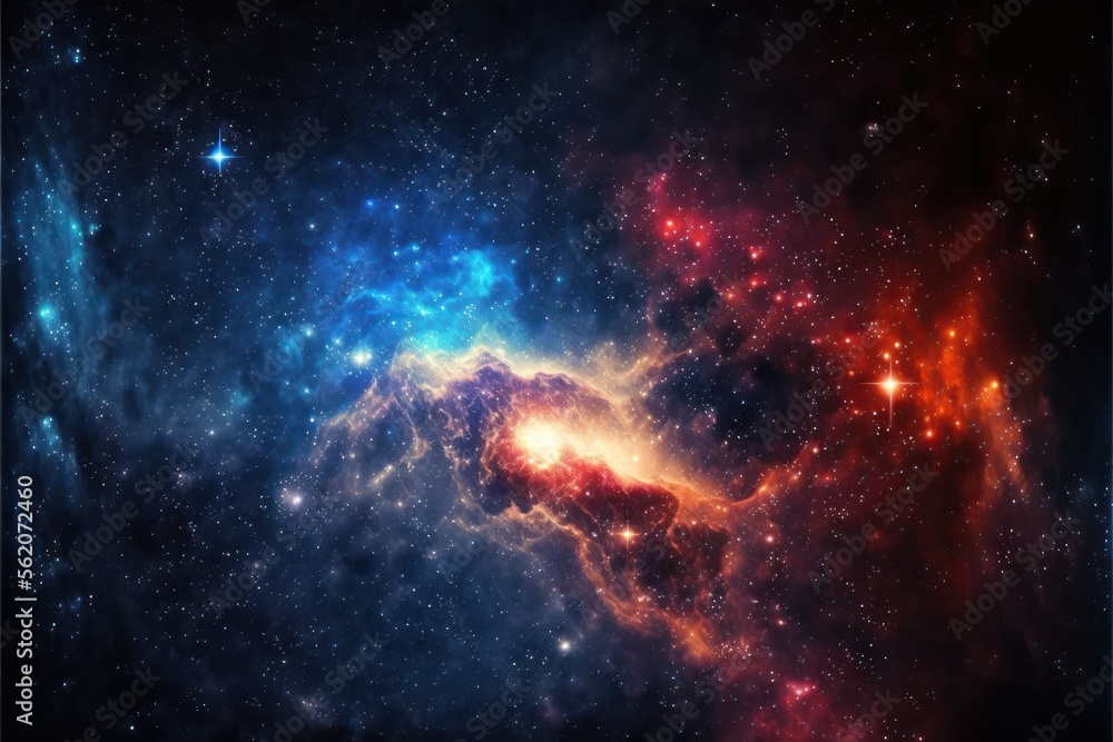 Obraz premium Starry Space Nebula, Stars, Space Background, Concept Art, Digital Illustration, Generative AI