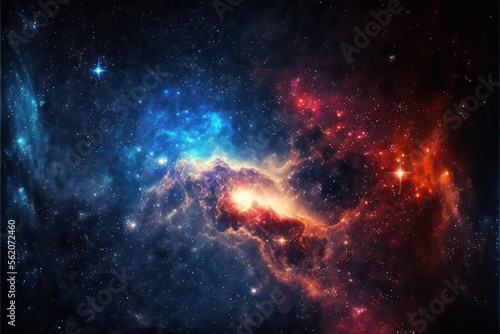 Starry Space Nebula, Stars, Space Background, Concept Art, Digital Illustration, Generative AI