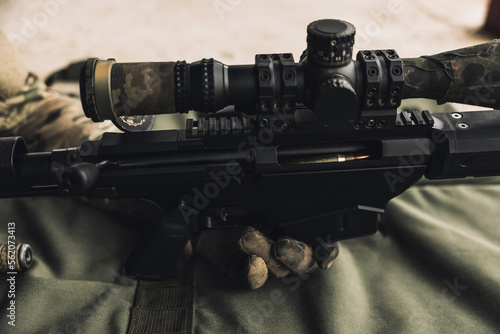 Obraz na plátne Close up picture of an optical rifle