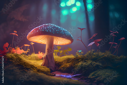 Fantasy Mushroom Light Wallpaper in the Jungle Background