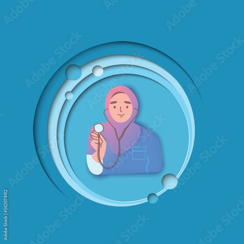 Female muslim doctor wearing hijab