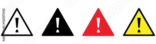 attention caution danger icon set, warning icon, exclamation mark icon, style sign symbol, vector illustration
