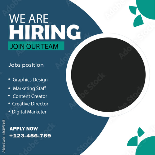 We are hiring Social Media Post .Job Vacancy Flyer Template. Social Media Square Banner And Square Flyer Template Design.
