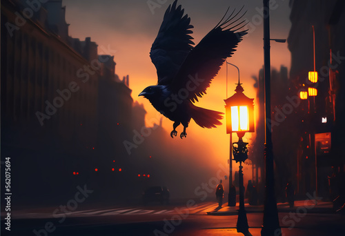 sunset in the city with a raven © Stockholm Syndrome