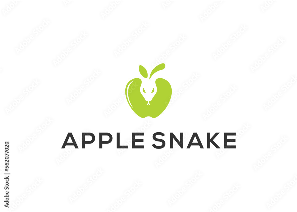 Apple With Snake Vector Logo Design Inspiration - obrazy, fototapety, plakaty 
