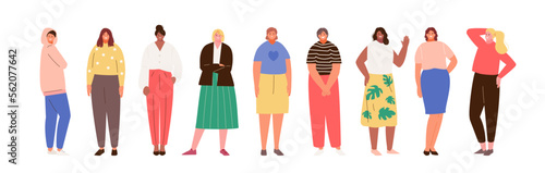 Modern women in casual clothes. Female friendship and support, feminism, sisterhood vector characters