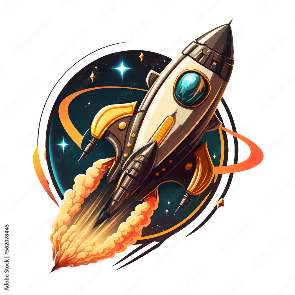 Sci-fi retro futuristic spaceship logo template design with transparent ...