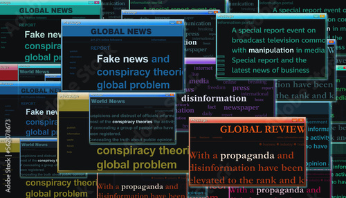 Fake news propaganda conspiracy theories disinformation manipulation news titles illustration photo
