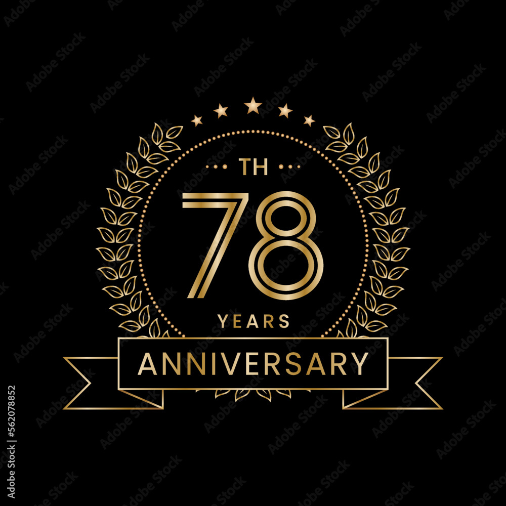 Fototapeta premium 78th Anniversary Template Design Concept with Laurel wreath for Anniversary Celebration Event. Logo Vector Template