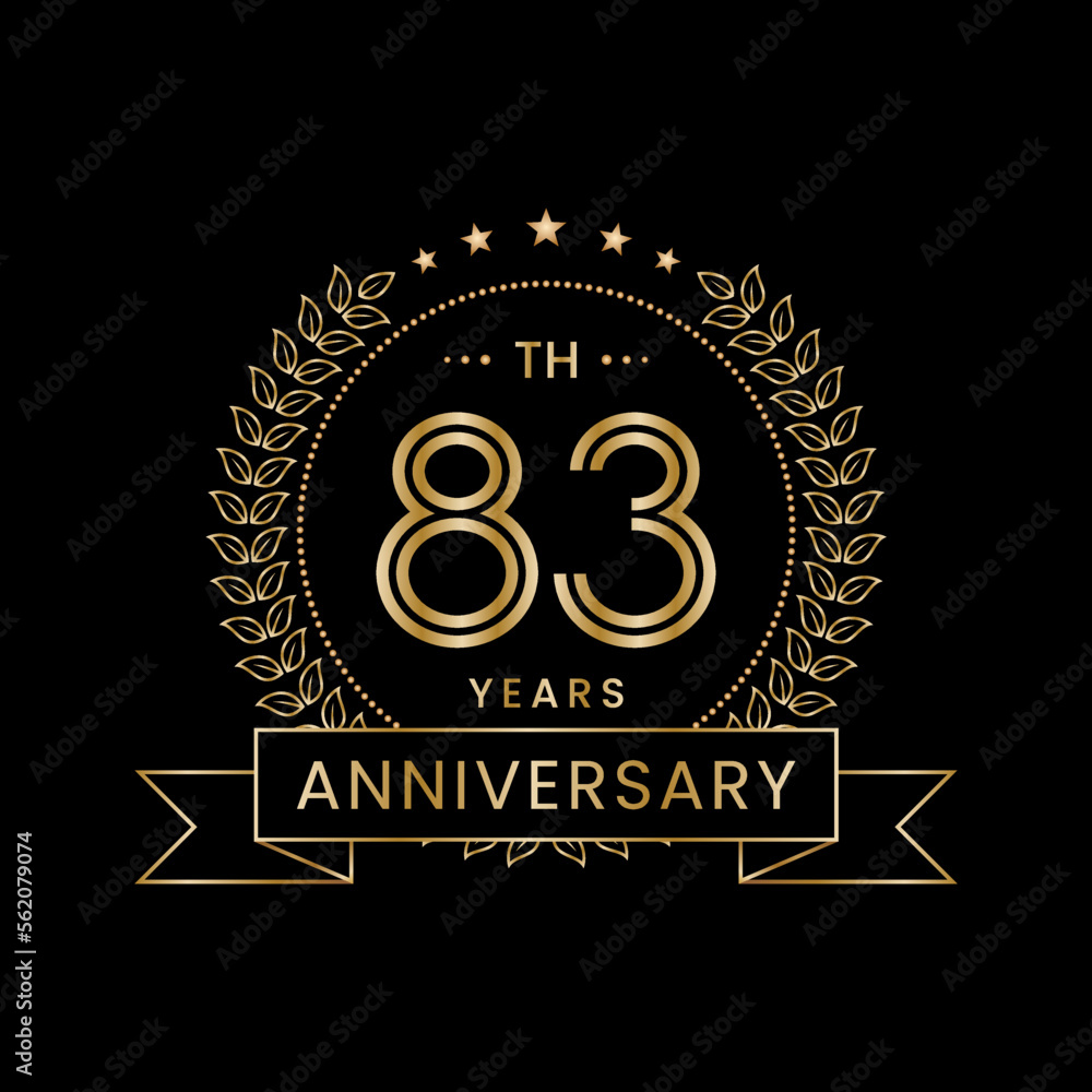 83th Anniversary Template Design Concept with Laurel wreath for Anniversary Celebration Event. Logo Vector Template 83th Anniversary Template Design Concept with Laurel wreath for Anniversary Celebration Event. Logo Vector Template
