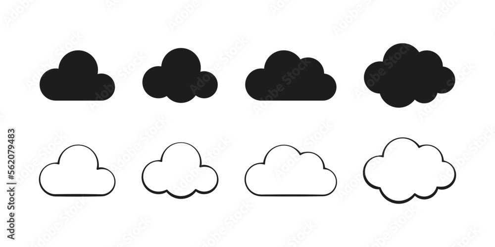 Cloud vector collection. Hand drawn scribble clouds symbol set illustration. Cloud vector collection. Hand drawn scribble clouds symbol set illustration.