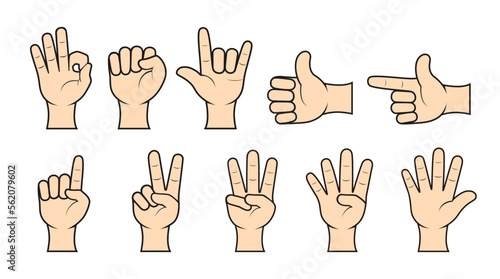 Vector illustration of various gestures