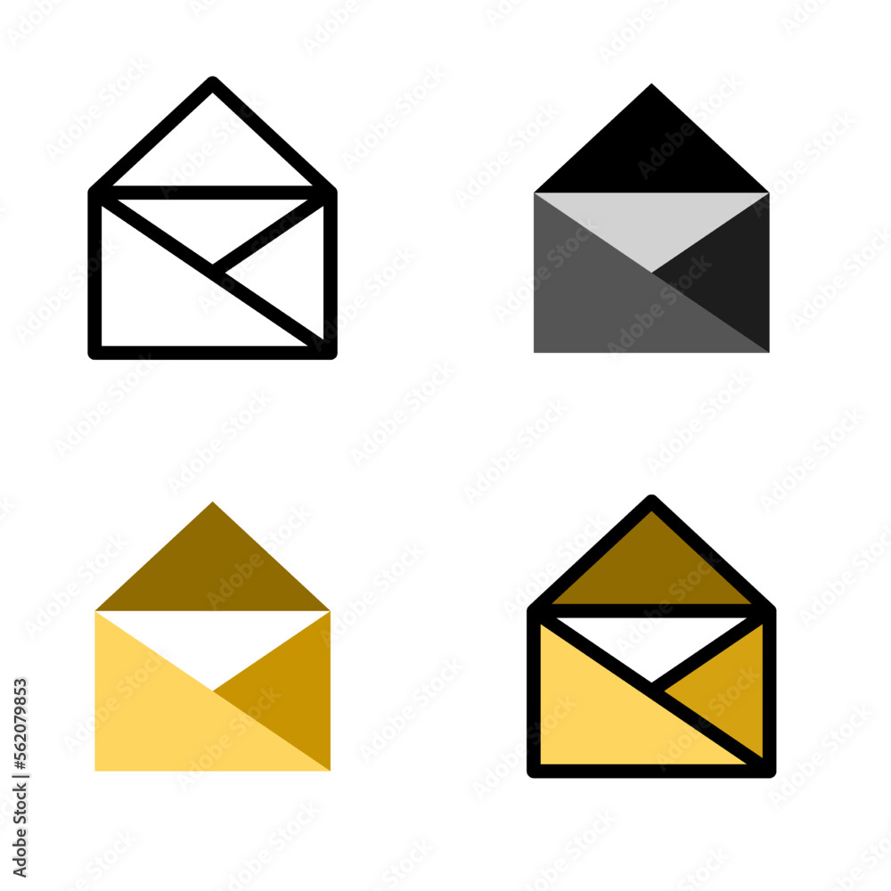 Mail icon set, message simple flat line and solid Mail icon set, message simple flat line and solid
