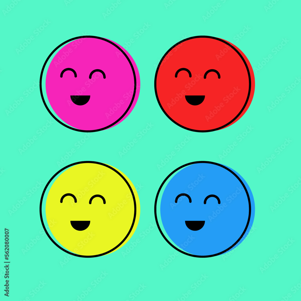 Fototapeta premium simple line flat and solid emoji icon set