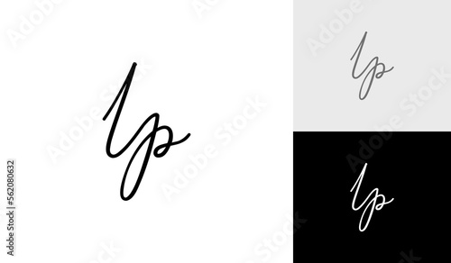 Handwritting or signature letter LP monogram logo design vector