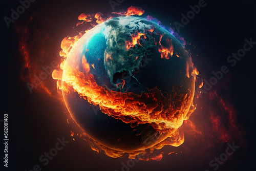 burning earth in fire imagem gerada tecnologia IA photo