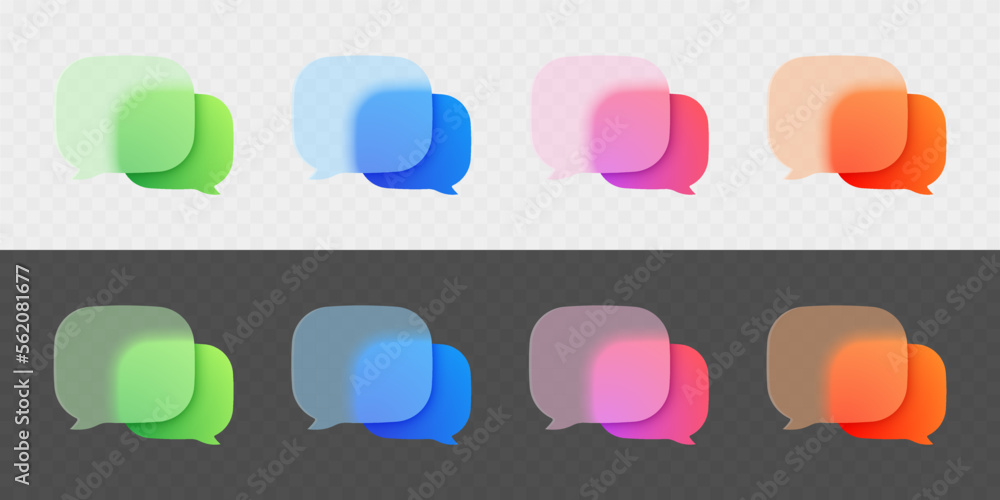 Dialog boxes in trendy galssmorphism style. Vector modern illustration. Dialog boxes in trendy galssmorphism style. Vector modern illustration.