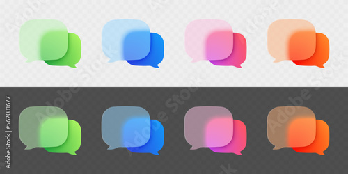 Dialog boxes in trendy galssmorphism style. Vector modern illustration.