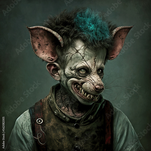 Victorian Portrait of a Dark Carnival Sideshow Oddity - The Abominable Rat Face Boy