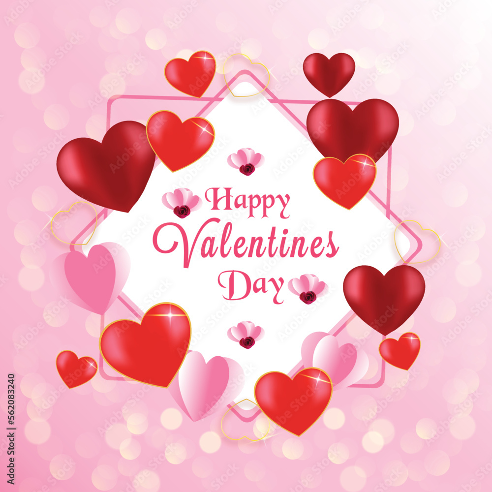 Festival and hearts happy  valentines day greeting celebration background design 64