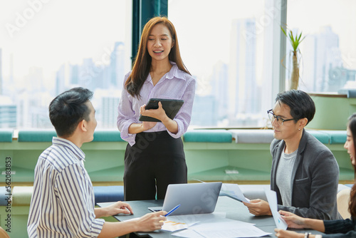 businesswoman meeting and discussing about work in the office