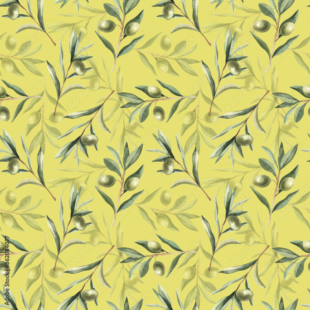Pattern on a white background with olive tree elements Pattern on a white background with olive tree elements