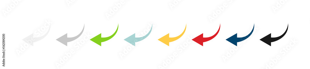 Arrow icon set. Colored arrow symbols. Arrow of different types. Arrow isolated vector graphic elements. Arrow icon set. Colored arrow symbols. Arrow of different types. Arrow isolated vector graphic elements.
