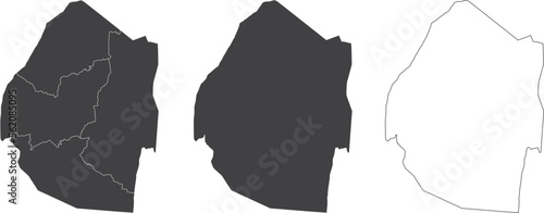 Obraz na płótnie set of 3 maps of Eswatini - vector illustrations