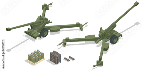 The FH70 is a towed howitzer. Military towed self-propelled howitzer.