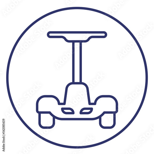 electric self-balancing scooter line icon on white photo