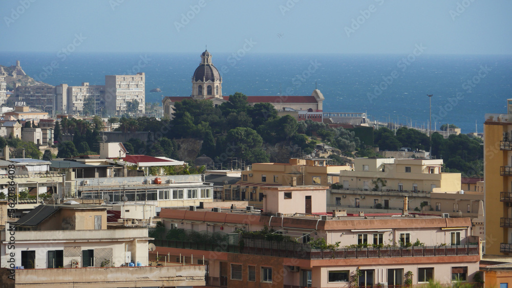 Mid view of the city of Cagliari, Sardinia, in bright sunshine