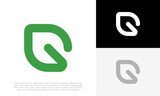 G letter logo initial green eco leaf design vector
