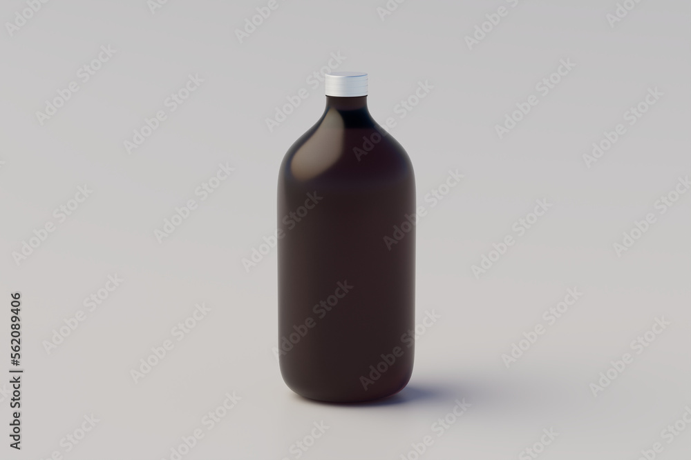 Minimalistic concept. Cold Brew Coffee Amber. Brown Large Glass Bottle Packaging Mockup. Simple Bottles. Blank Label. 3D Rendering Minimalistic concept. Cold Brew Coffee Amber. Brown Large Glass Bottle Packaging Mockup. Simple Bottles. Blank Label. 3D Rendering