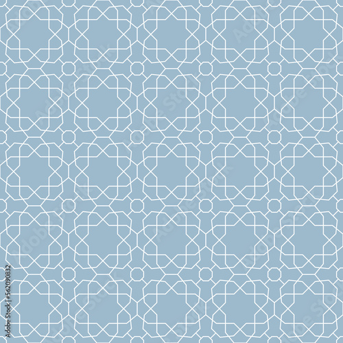 Seamless light blue and white geometric background for your designs. Modern vector ornament. Geometric abstract pattern