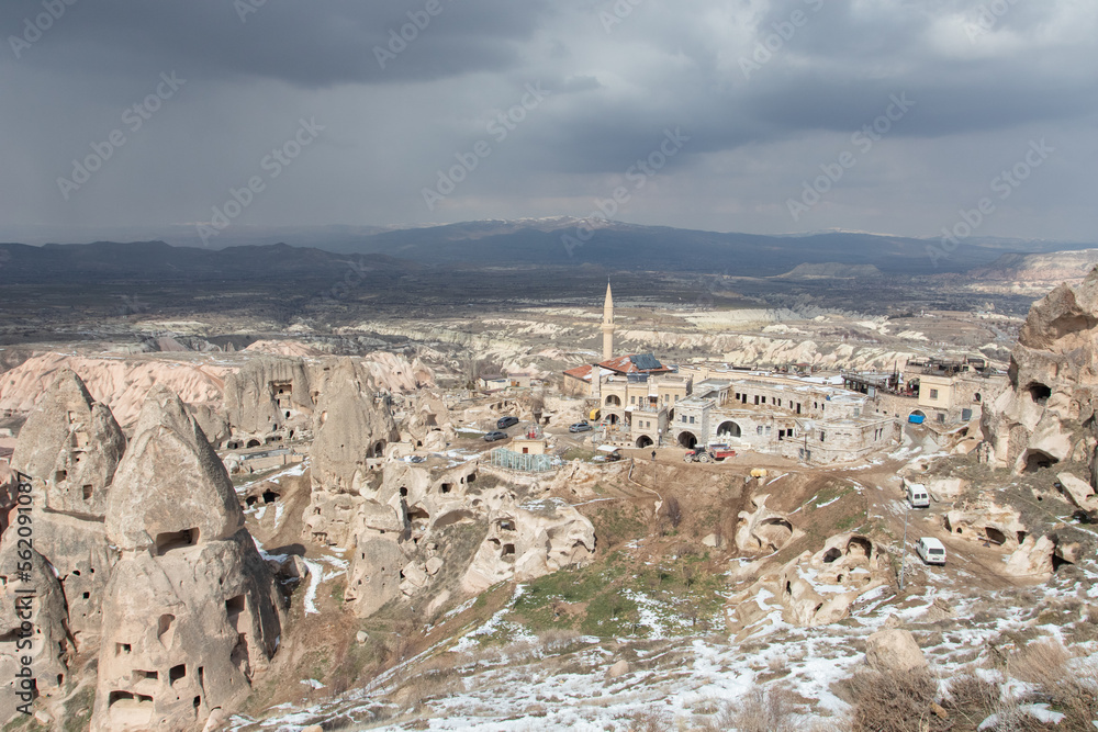 View of the city of Uchisar, Cappadocia, Turkey