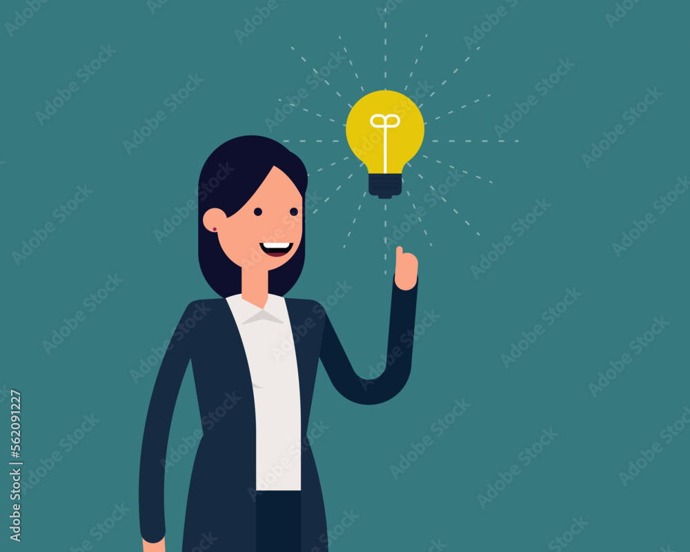 Businesswoman have great idea. Vector illustration business creative concept Businesswoman have great idea. Vector illustration business creative concept