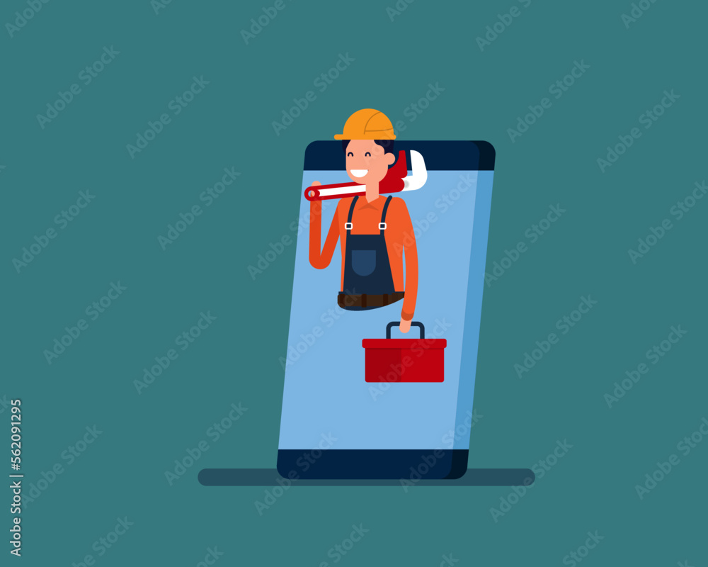 Technician service with online. Vector illustration health concept