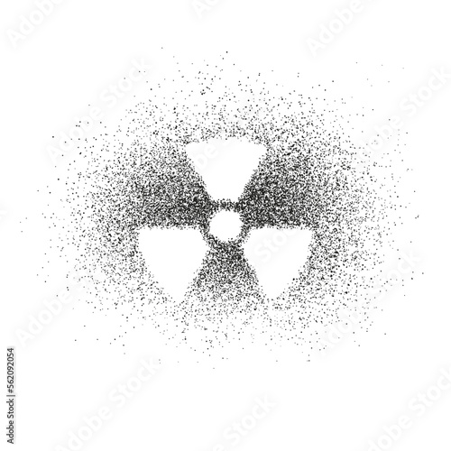 Radioactive hazard sign. Spray spot graffiti silhouette. Flat vector illustration isolated on white background.