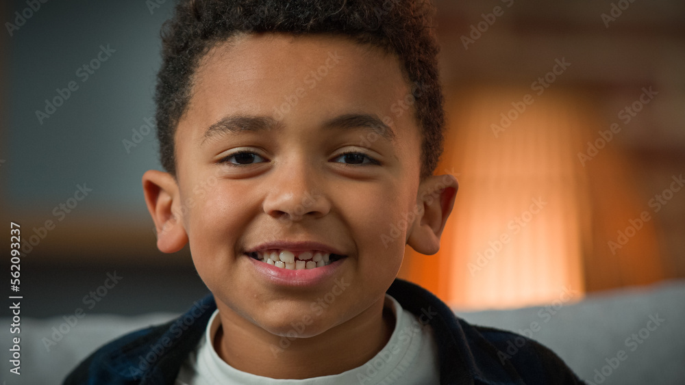Close up head shot portrait indoors child boy ethnic male kid African American smiling happy little small son schoolboy preschooler smile toothy children dental healthcare pediatric custody service Close up head shot portrait indoors child boy ethnic male kid African American smiling happy little small son schoolboy preschooler smile toothy children dental healthcare pediatric custody service