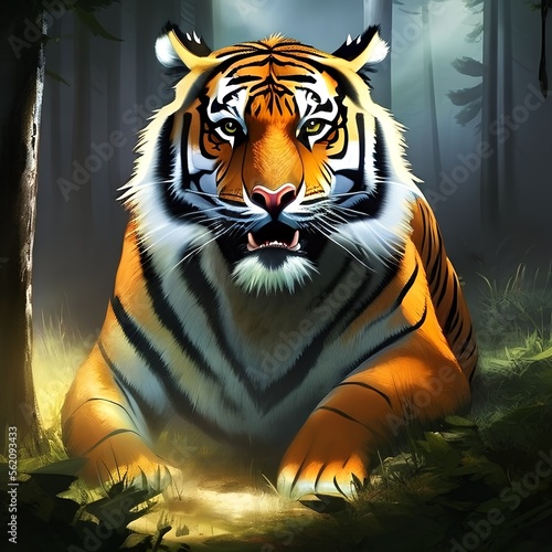 tiger painting, tiger in fo...