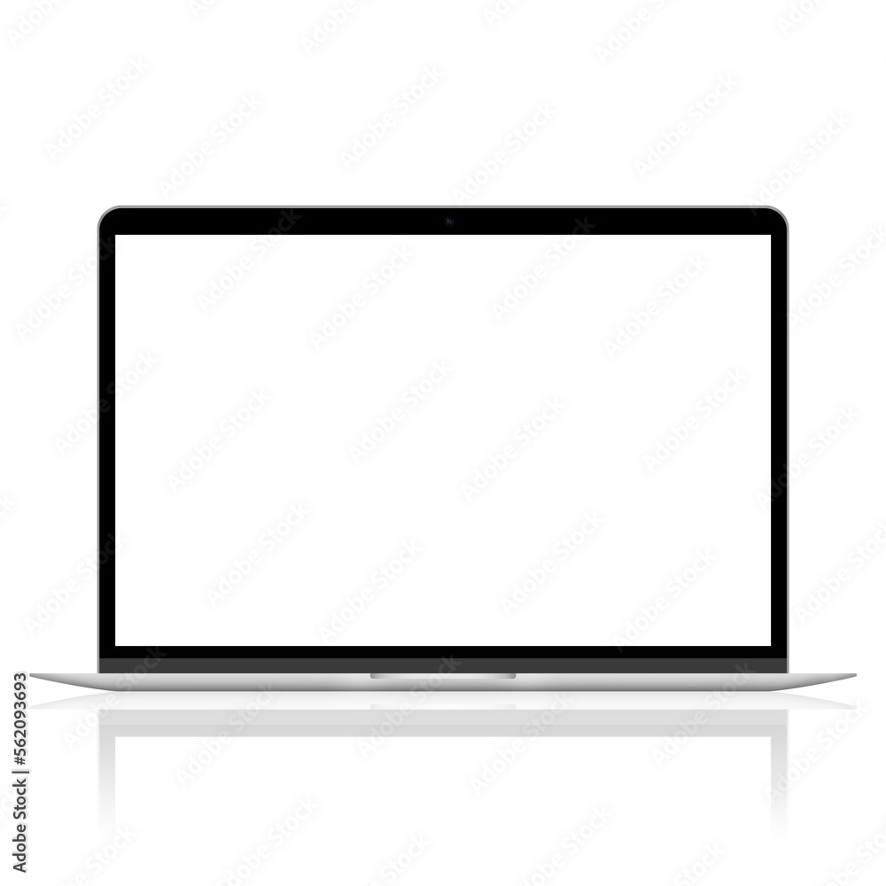 Mockup of open empty screen laptop isolated on white background Mockup of open empty screen laptop isolated on white background
