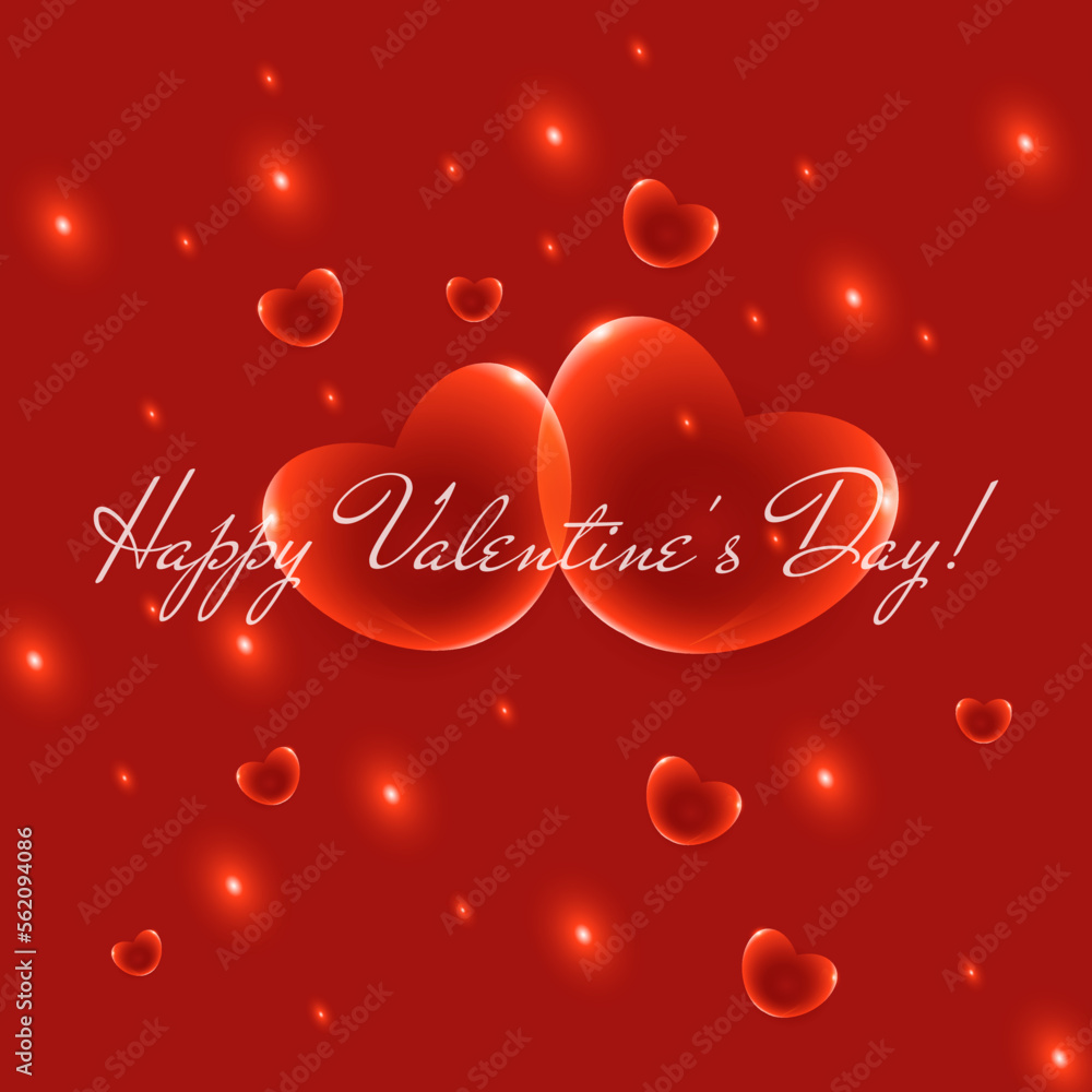 Valentine's Day greeting card. Background, hearts for lovers, gift packaging. Lovers' Holiday