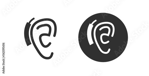 Hearing aid icon medical device vector or ear deaf help amplifier technology line outline art logo graphic, medicine earphone simple graphic design pictogram, audition problem deafness tech mini image